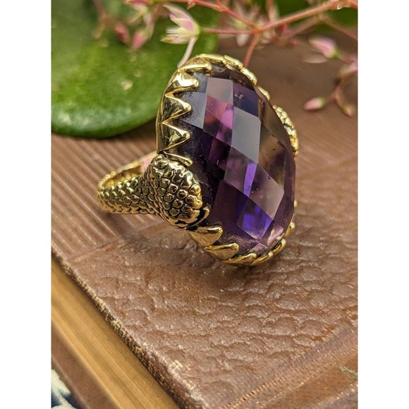 Vintage Jewelry - Vintage Dragon's Egg Purple Jewel Ring, Chunky Ring Size 8.5